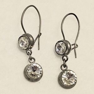 Vintage Style Silver Dangle Earrings with Cubic Zirconia